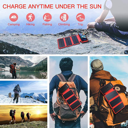 Solar Phone Charger,Solar Charger Power Bank,Outdoor Solar Cellphone Power Bank,High-Speed Charging，Portable Power Bank，20000Mah Wireless Portable Solar Power Bank,Solar Panel Charging(Red)