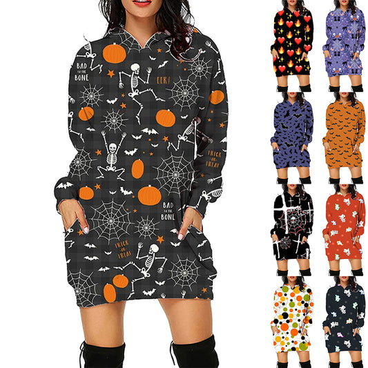 Halloween Print Long Hoodie