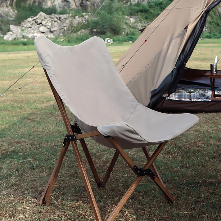 Folding Wooden Grain Camping Chair